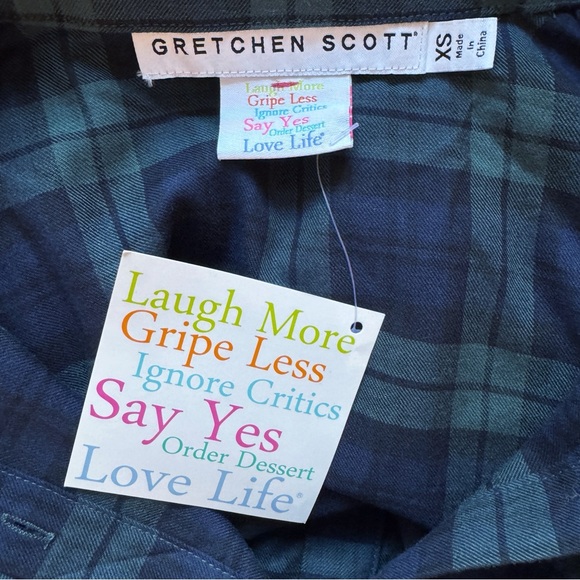 GRETCHEN SCOTT Designs NWT Priss Duke of York Button Top Size XS in Green Plaid - Picture 11 of 13